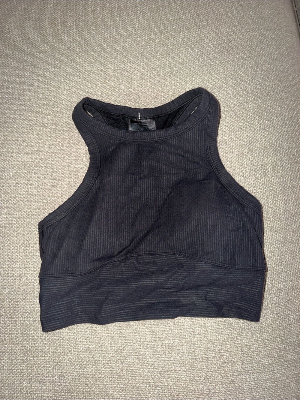 lululemon athletica Black Ribbed High-Neck Crop Tank